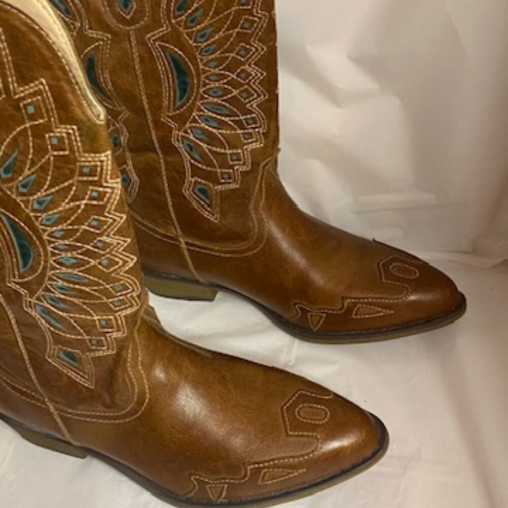 Coconuts Cowboy Women's Bandolero Brown Western Boots, size 8.5 M - Picture 2 of 8